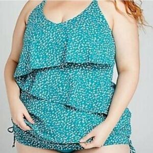 NWT Cacique Teal Layered Tankini Size 28